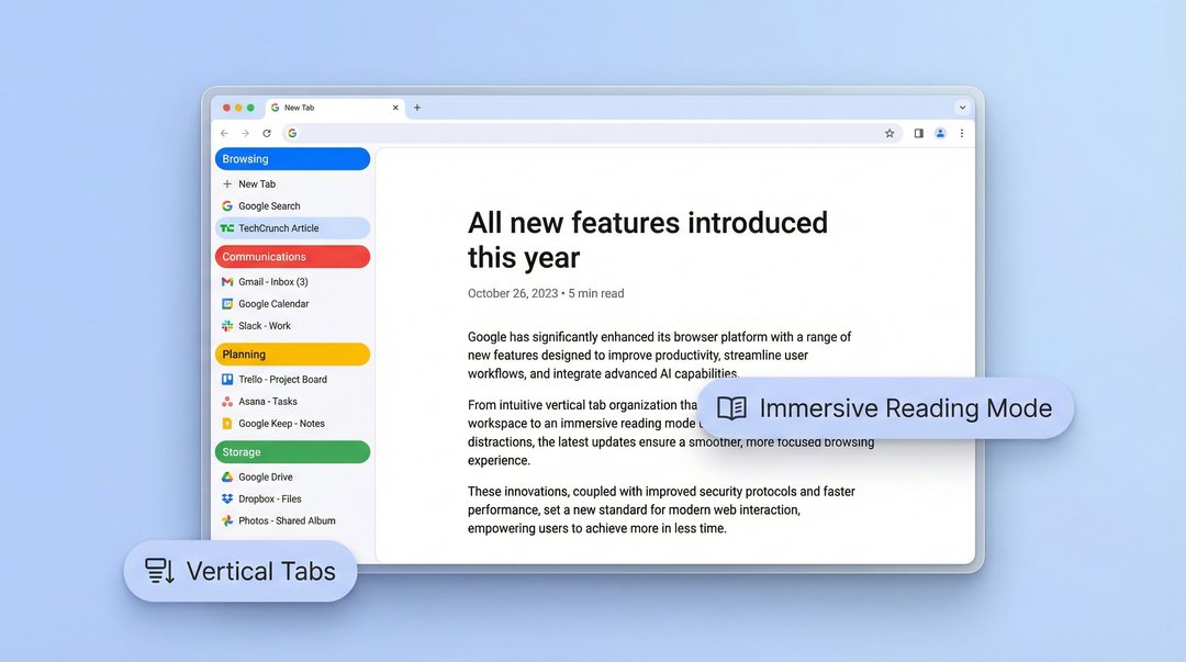 Chrome Adds Vertical Tabs and Fullscreen Reading Mode