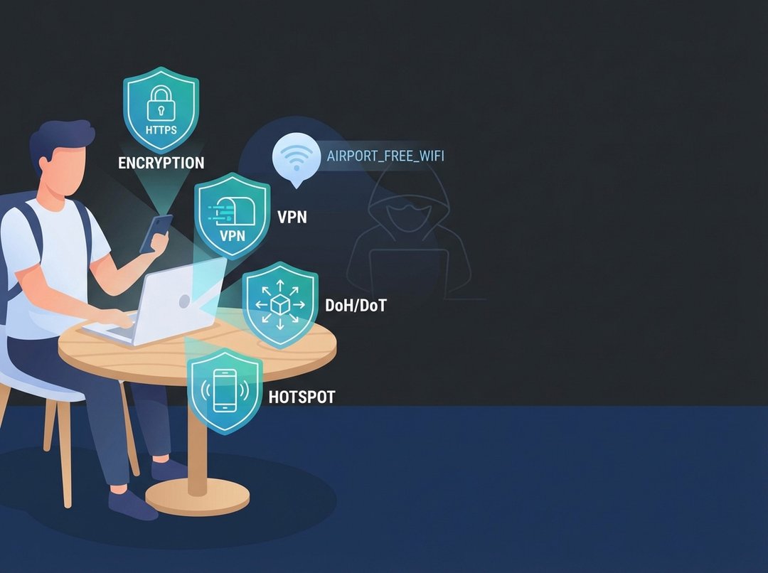 Public Wi‑Fi Safety: VPNs, HTTPS, DNS & Hotspots Explained
