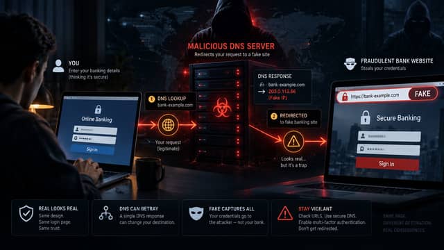 Fake DNS Attacks: How Scammers Steal Banking Logins