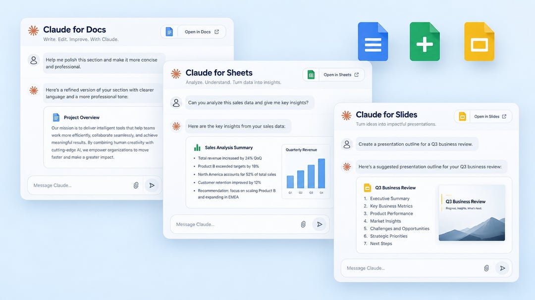 Claude for Google Workspace: Docs, Sheets & Slides Editing