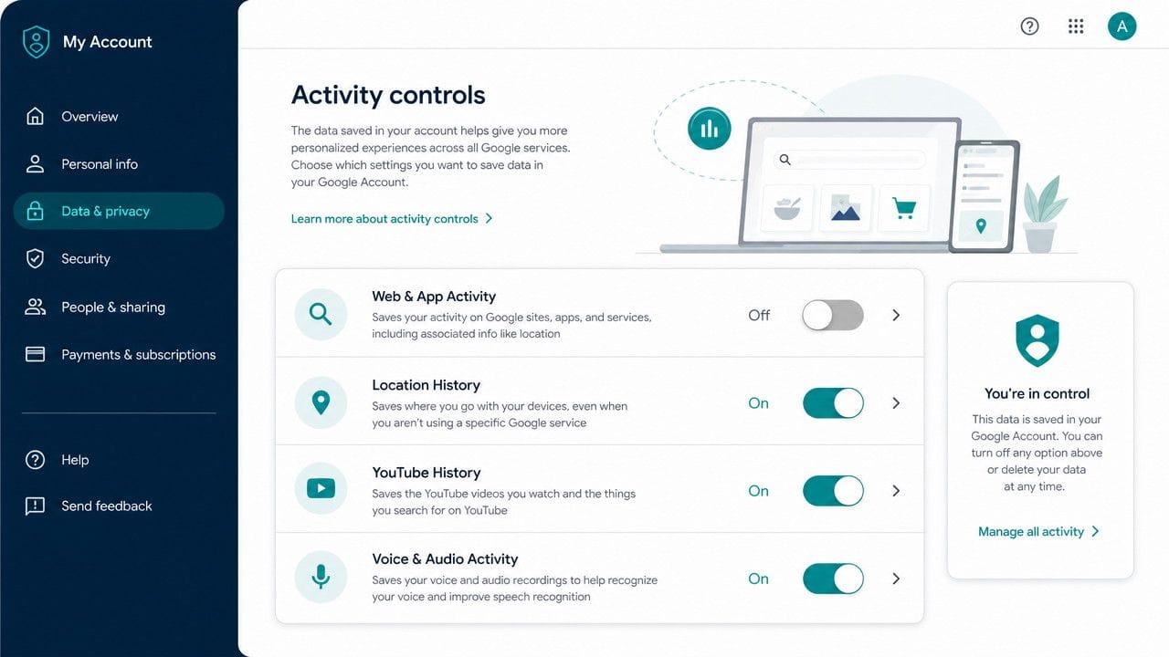 Google Activity Controls Privacy Settings