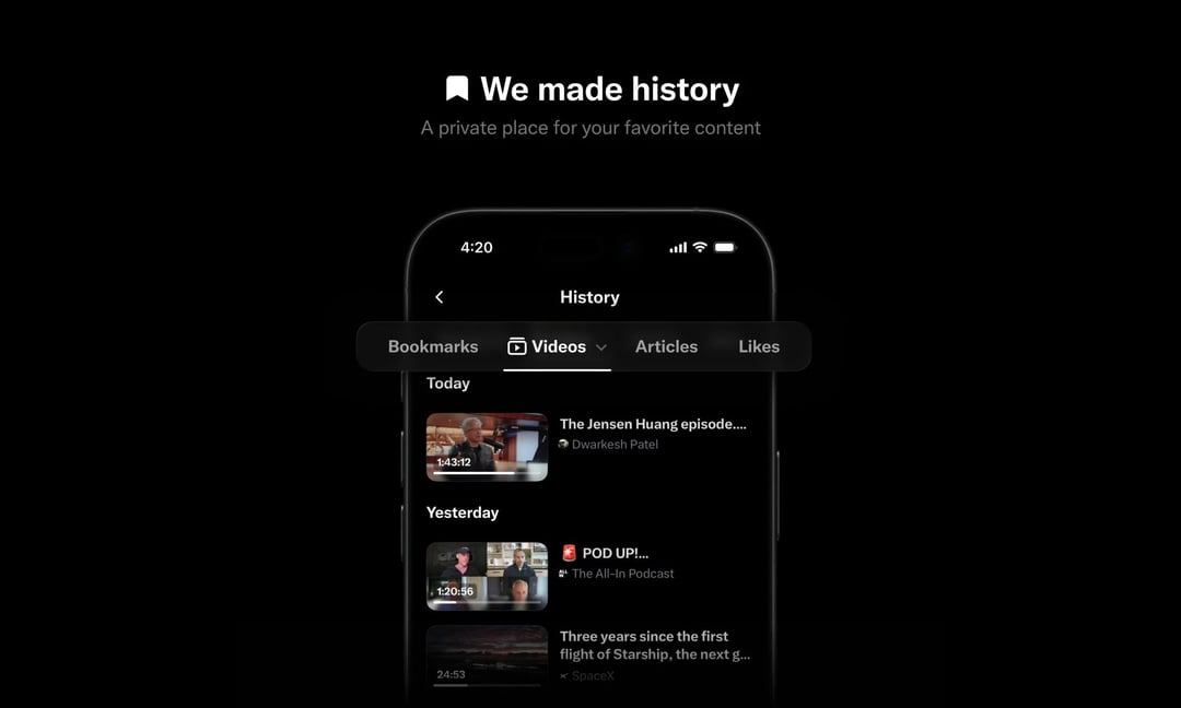 X History Tab: Bookmarks, Likes & Videos in One Place